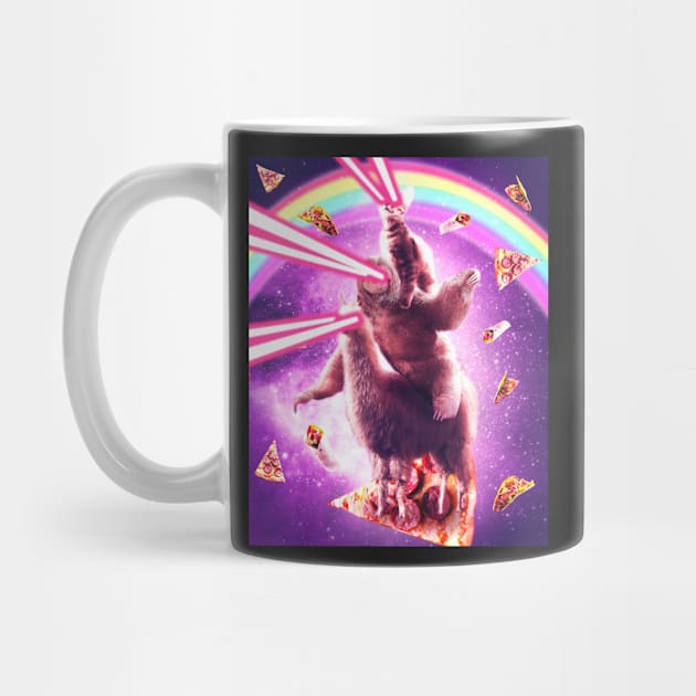 Laser Eyes Space Cat Riding Sloth, Llama - Rainbow by Random Galaxy